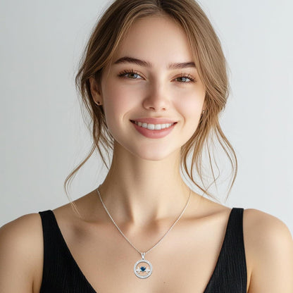 Herzschlag-Halskette Sterling Silber 925 Geburtsstein Anhänger