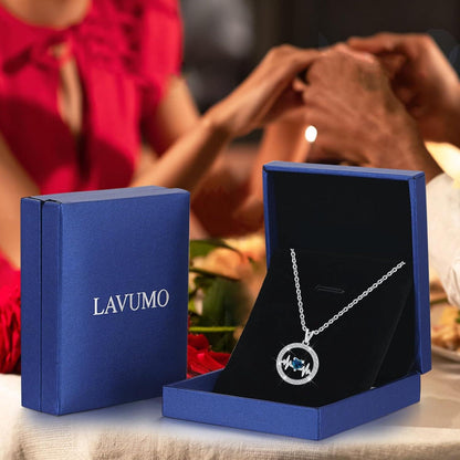 LAVUMO Herzschlag-Halskette Damen Sterling Silber 925 Geburtsstein Anhänger