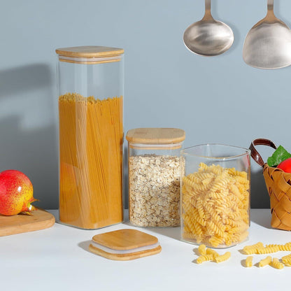 Vorratsgläser 2er Set 2200ml mit luftdichtem Bambusdeckel