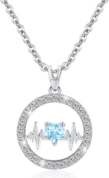 Herzschlag-Halskette 925 Silber AAAAA CZ Anhänger Geschenk für Frauen