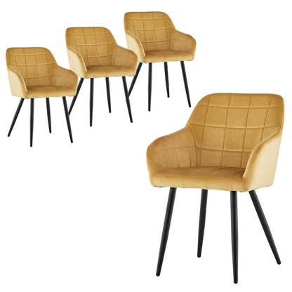 Samt Esszimmerstühle 4er Set – Tulpengold, Bequem & Robust