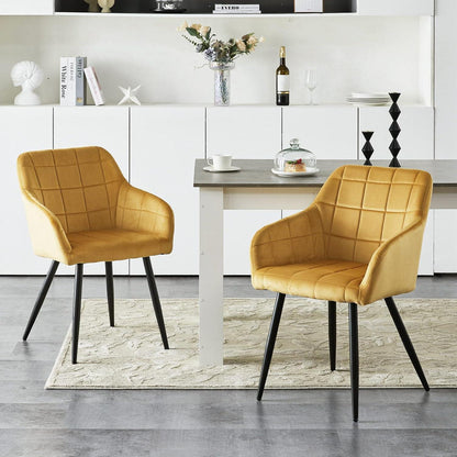 Samt Esszimmerstühle 4er Set – Tulpengold, Bequem & Robust