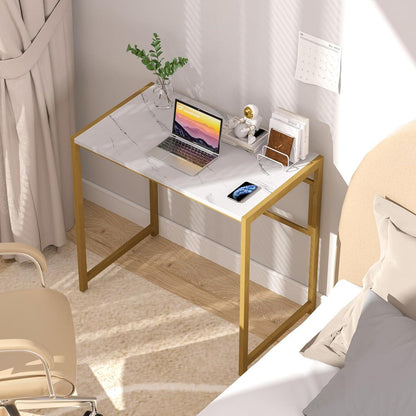 Kleiner Klappbarer Schreibtisch 100 x 48 cm Gold Home Office