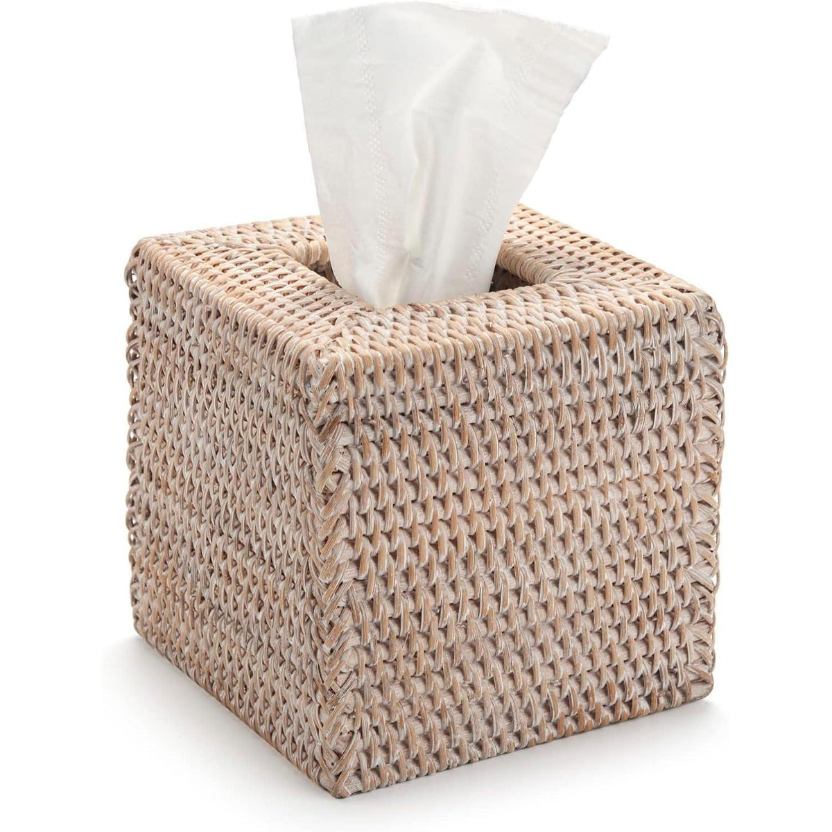 Rattan Taschentuchbox | Gewebter Tissue Box Halter Weiß