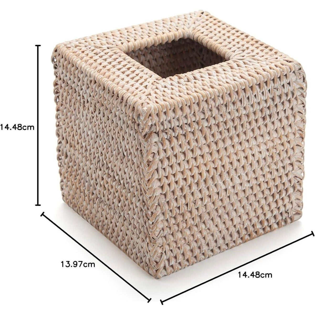 Rattan Taschentuchbox | Gewebter Tissue Box Halter Weiß