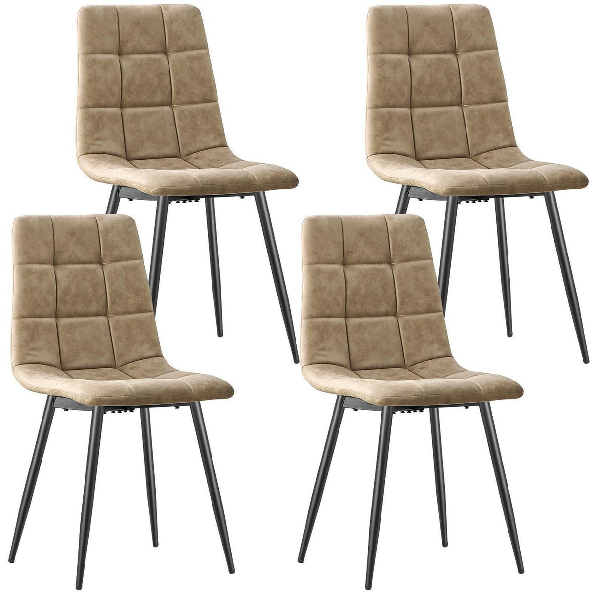 LEWE Esszimmerstühle 4er Set, Braun in Lederoptik
