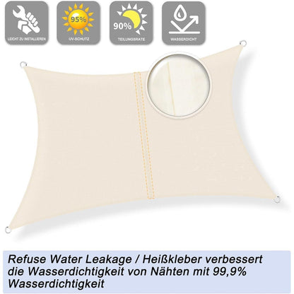 Wasserdichtes Sonnensegel 4x6m Helles Khaki UV-Schutz 95%