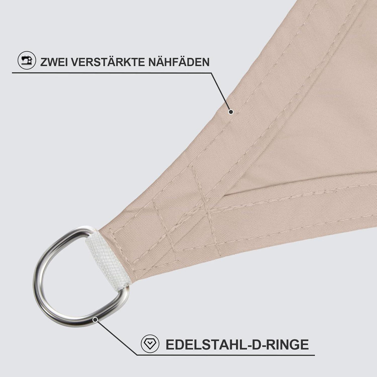Wasserdichtes Sonnensegel 3x3x4.25m Taupe, 95% UV-Schutz