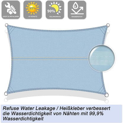 Wasserdichtes Sonnensegel 4x4m UV-Schutz Grau-Blau