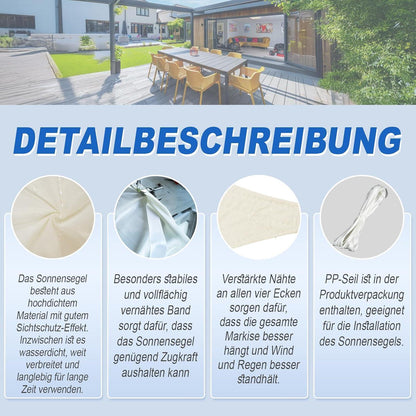 Wasserdichtes Sonnensegel 4x4m Helles Khaki mit UV-Schutz