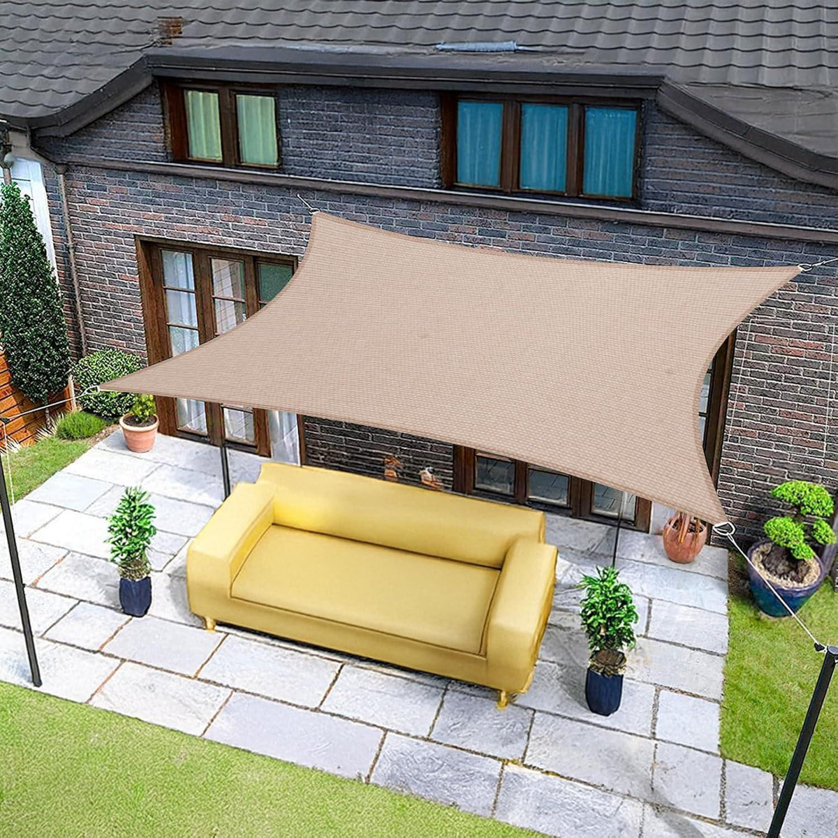 Wasserdichtes Sonnensegel 3.5x5m Taupe mit UV-Schutz