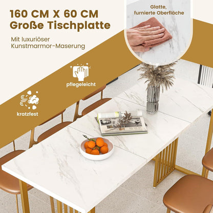 Esstisch 160x60 cm – Rechteckiger Küchentisch für 6-8 Personen