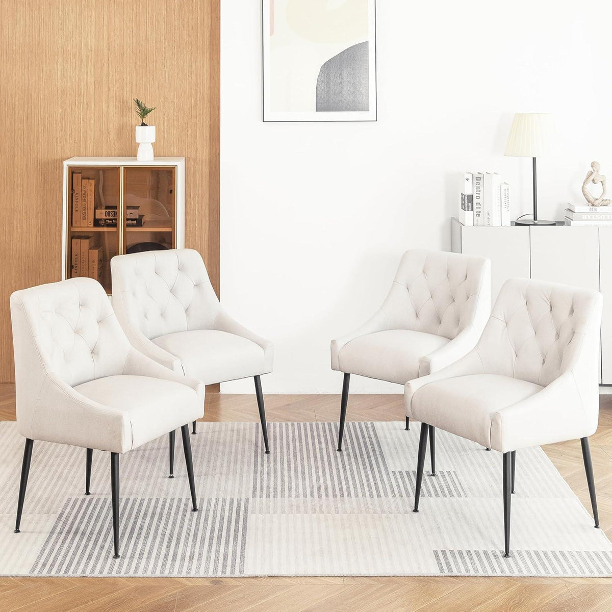 Esszimmerstühle 2er Set Beige mit Kissen & Hebel