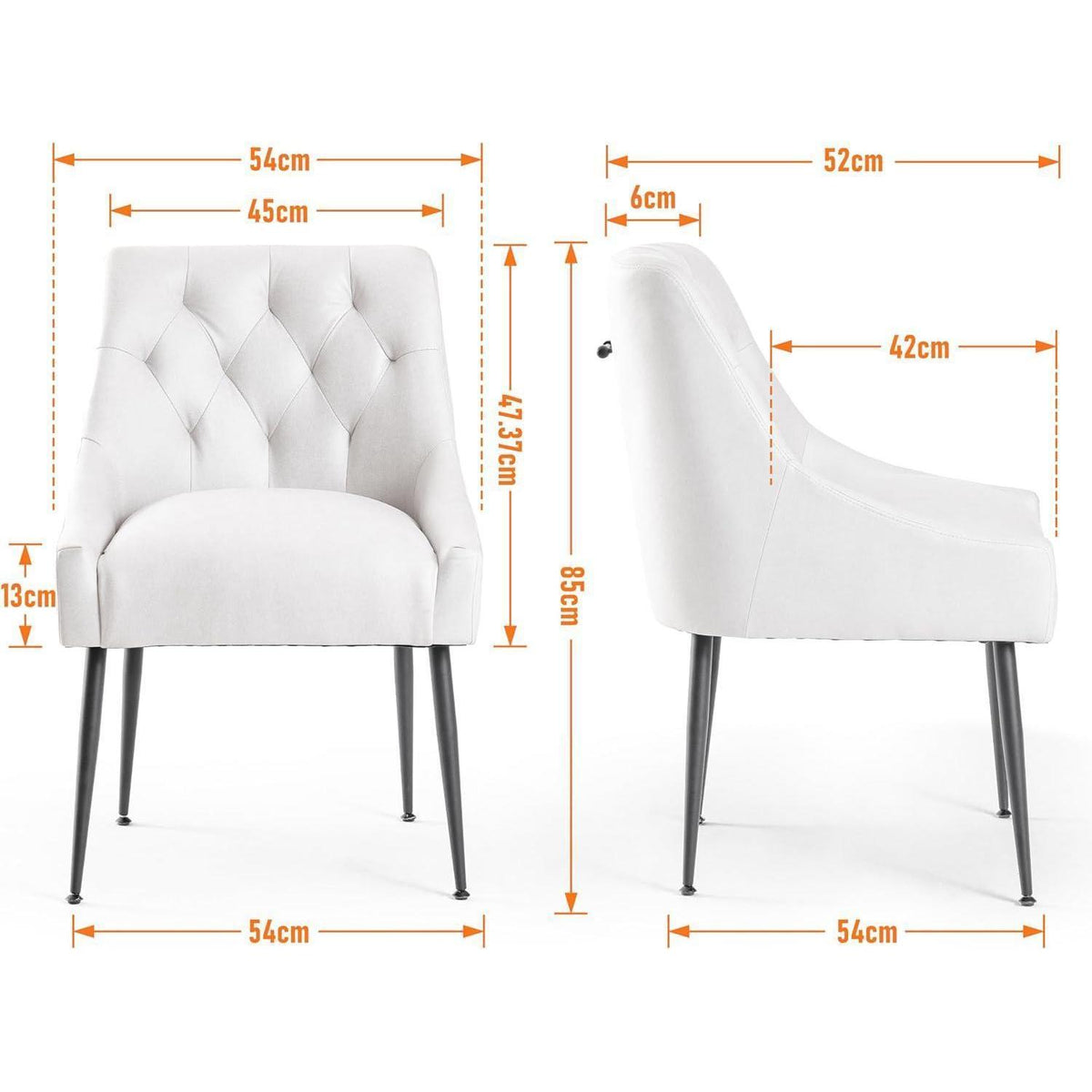 Esszimmerstühle 2er Set Beige mit Kissen & Hebel