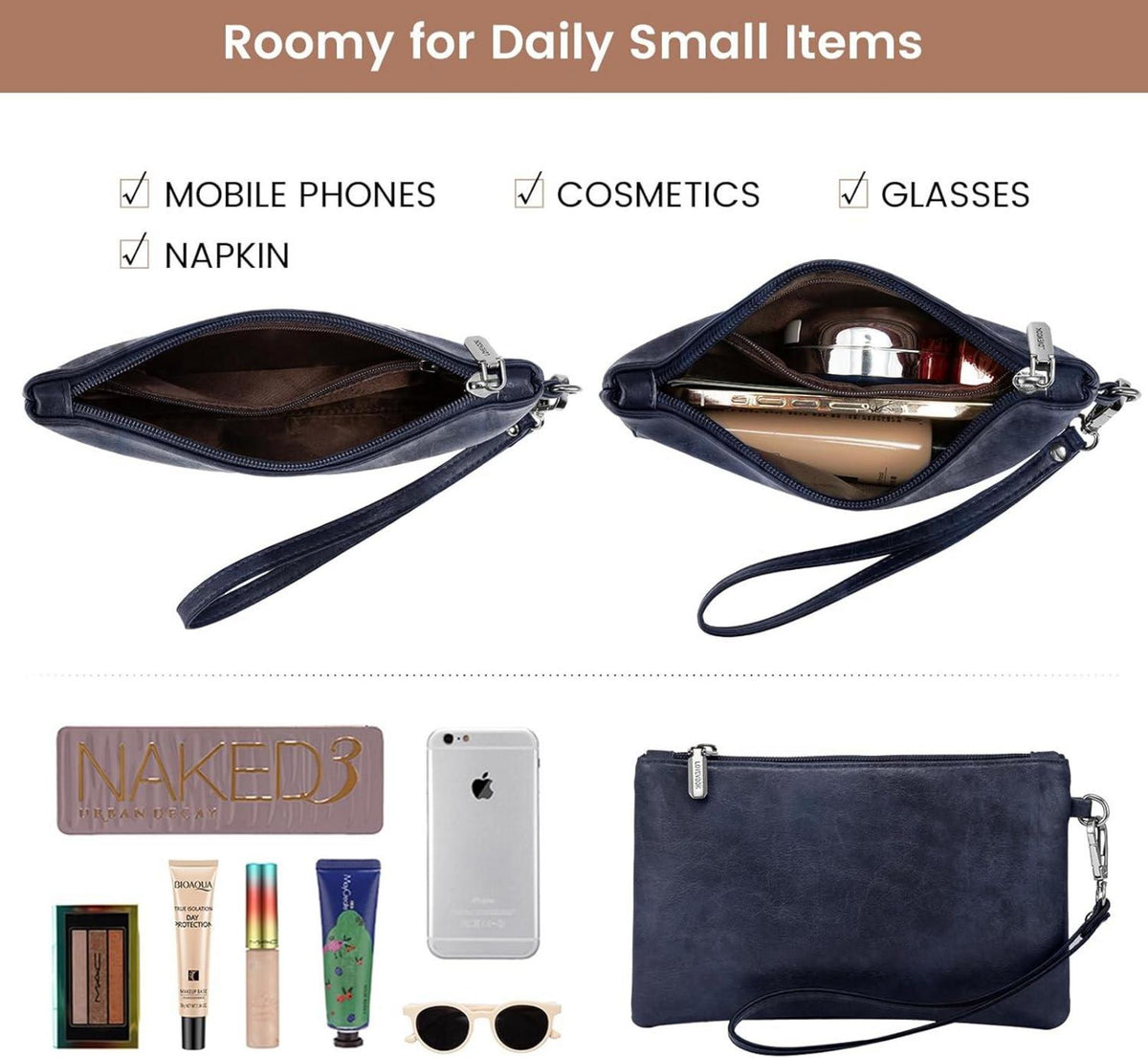 15.6 Zoll PU Leder Tote Bag mit Laptopfach und Handgelenk-Täschchen