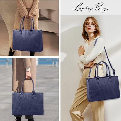 Damen Handtasche 15.6 Zoll PU Leder Shopper Tote Bag