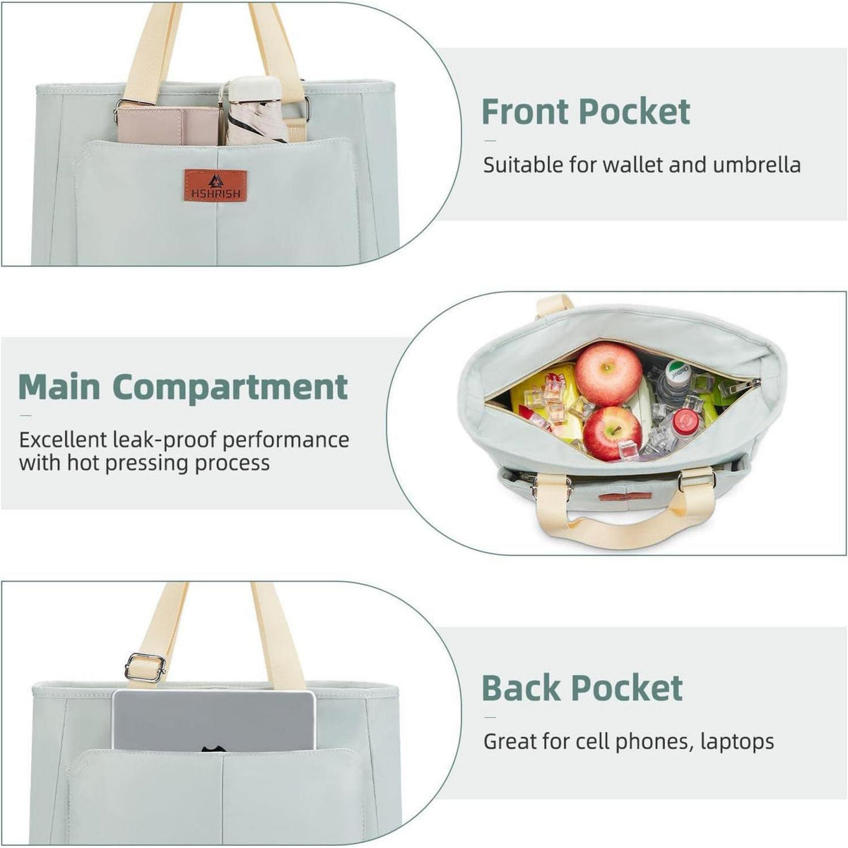 Lunchtasche isoliert 15L – Grün für Arbeit, Picknick & Reisen