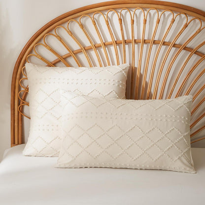 Beige Boho Bettwäsche-Set 200x200 | Getuftet & Kariert