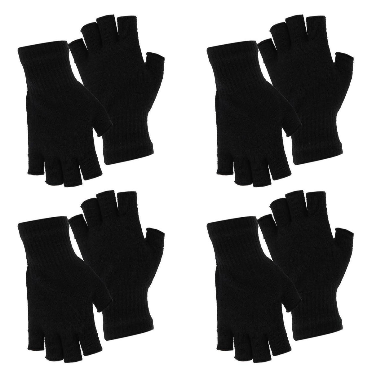 Fingerlose Handschuhe Baumwollstrick 4 Paar Unisex Schwarz