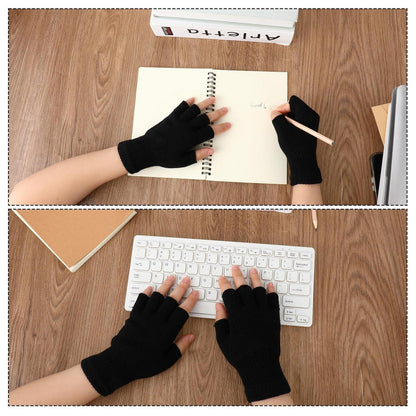 Fingerlose Handschuhe Baumwollstrick 4 Paar Unisex Schwarz