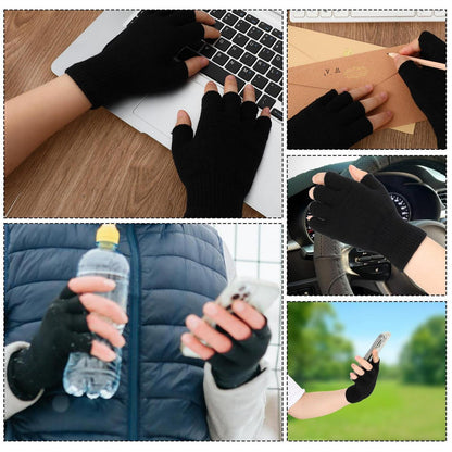 Fingerlose Handschuhe Baumwollstrick 4 Paar Unisex Schwarz