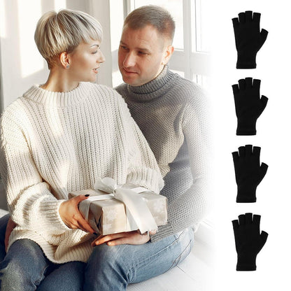 Fingerlose Handschuhe Baumwollstrick 4 Paar Unisex Schwarz
