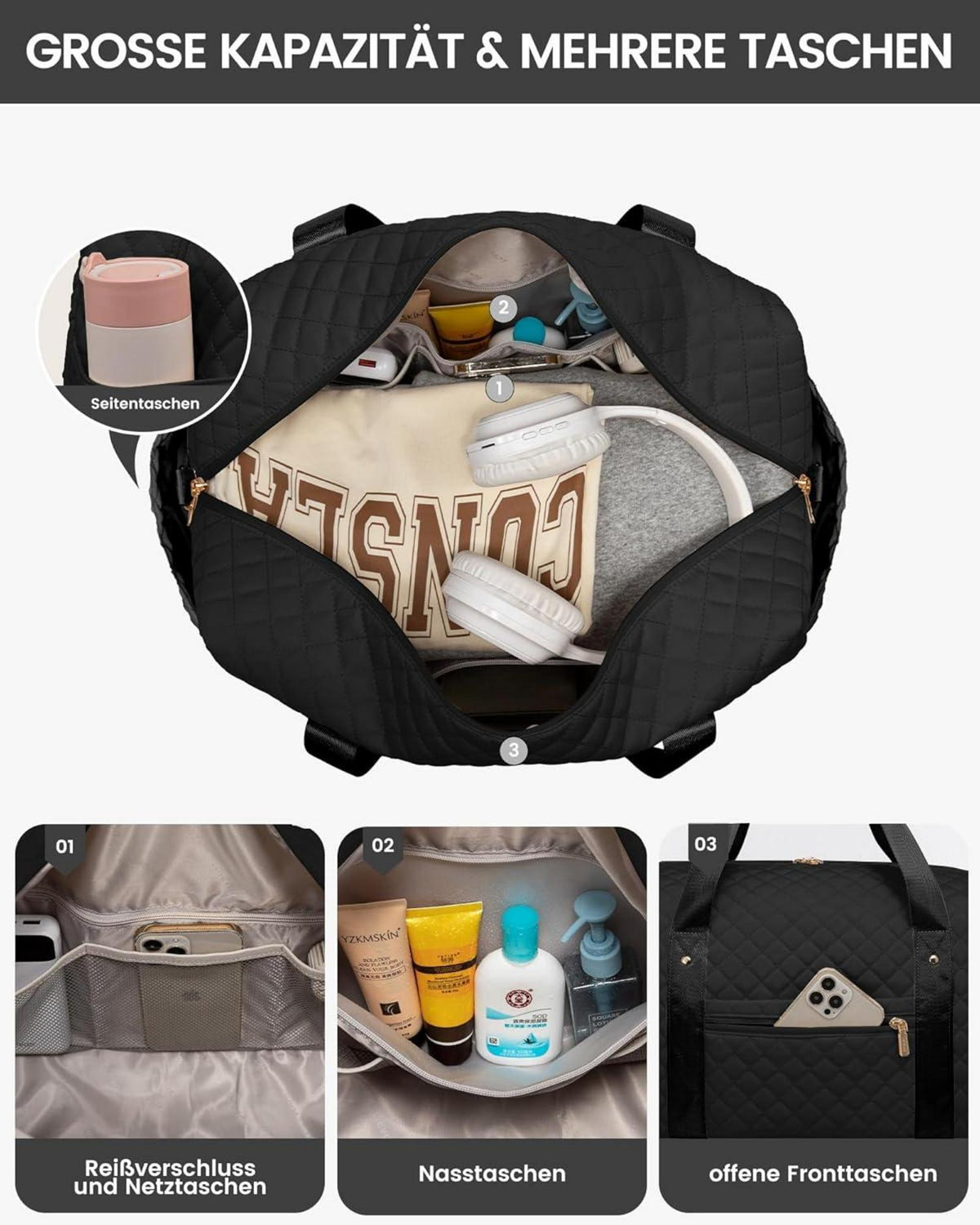 LOVEVOOK Damen Reisetasche Weekender Sporttasche mit Schuhfach
