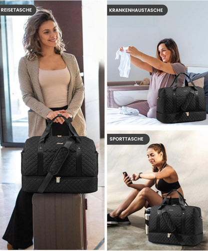 Damen Reisetasche Weekender Sporttasche mit Schuhfach Handgepäck 40L