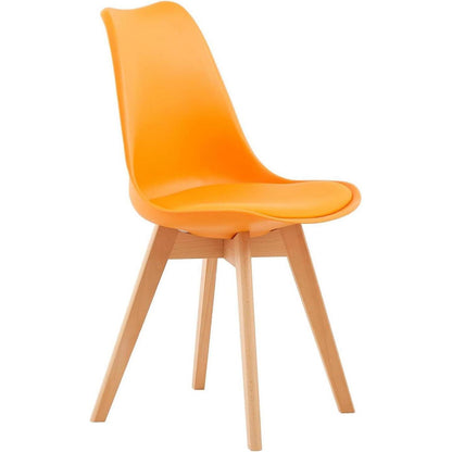 Esszimmergruppe Weißer Tisch mit 4 Orange Stühlen