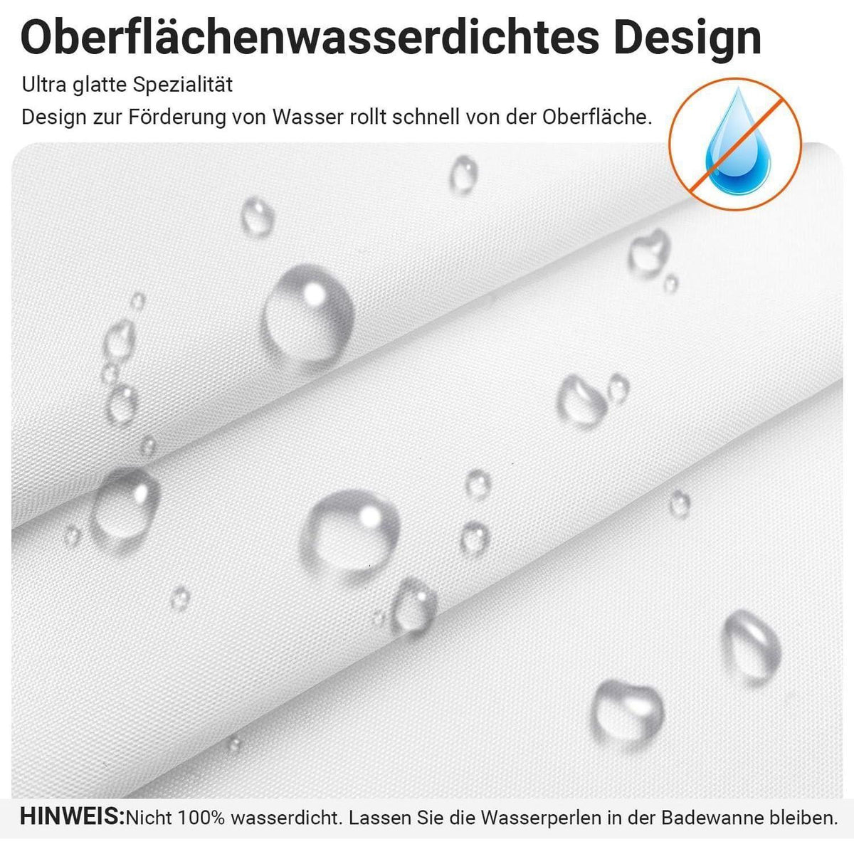 Duschvorhang 300x200cm Reinweiß mit Haken & Antischimmel Beschichtung