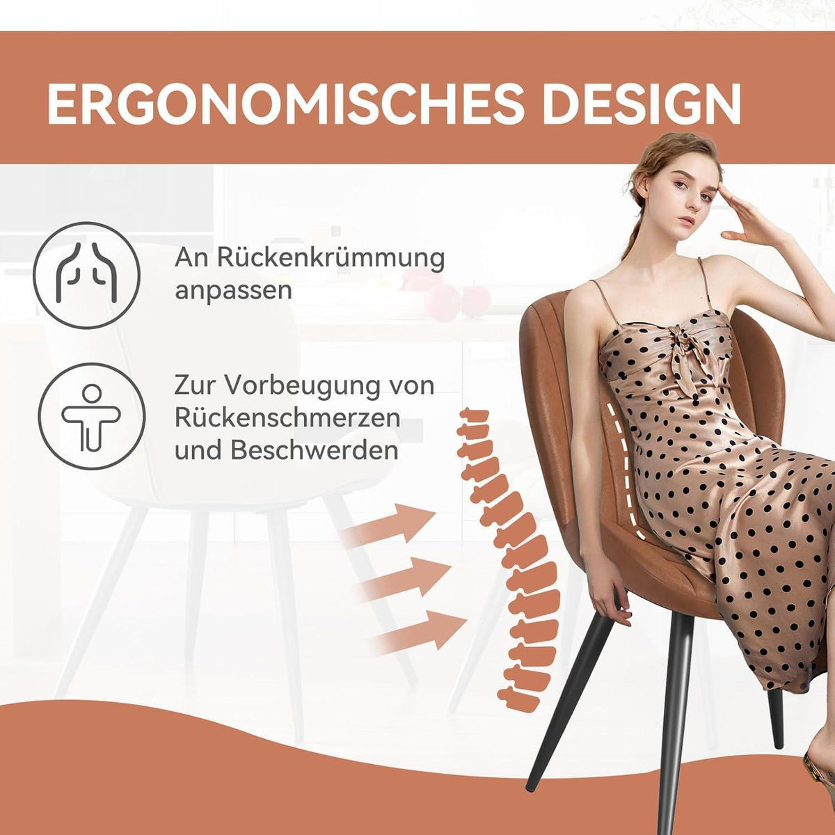 Esszimmerstühle 6er Set Braun – Ergonomisch & Robust