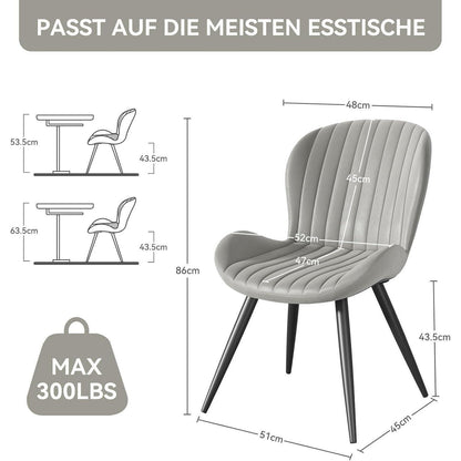 Esszimmerstühle 6er Set – Ergonomisch, Hellgrau