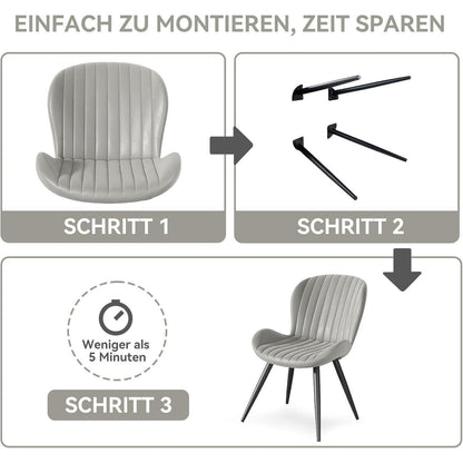 Esszimmerstühle 6er Set – Ergonomisch, Hellgrau