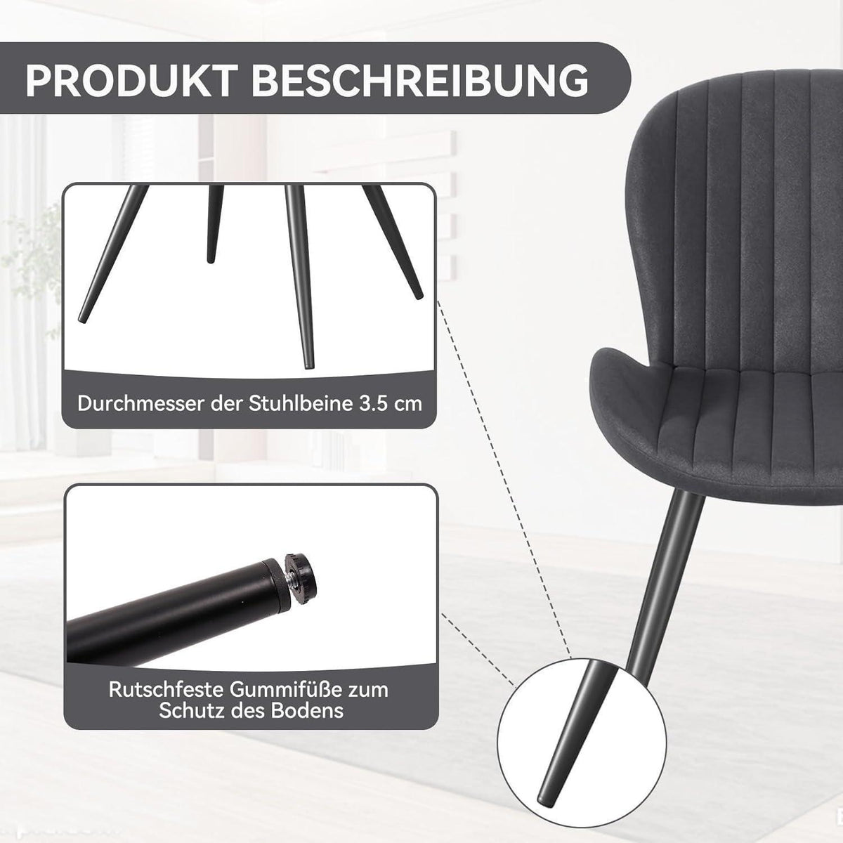 Esszimmerstühle Set Dunkelgrau – Ergonomisch & Robust