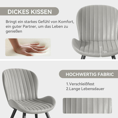 Esszimmerstühle Set 4er – Hellgrau, Ergonomisch & Robust