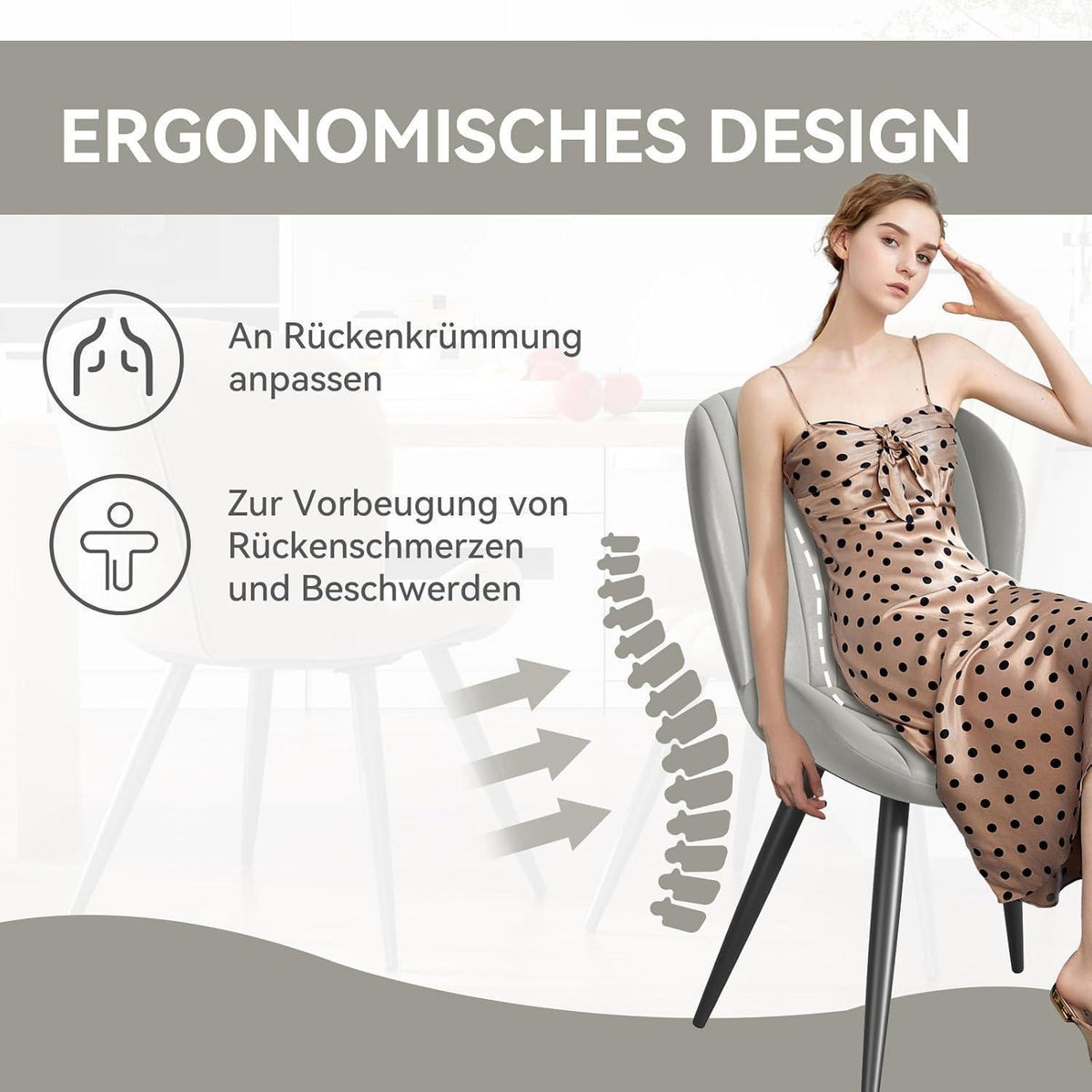 Esszimmerstühle Set 4er – Hellgrau, Ergonomisch & Robust