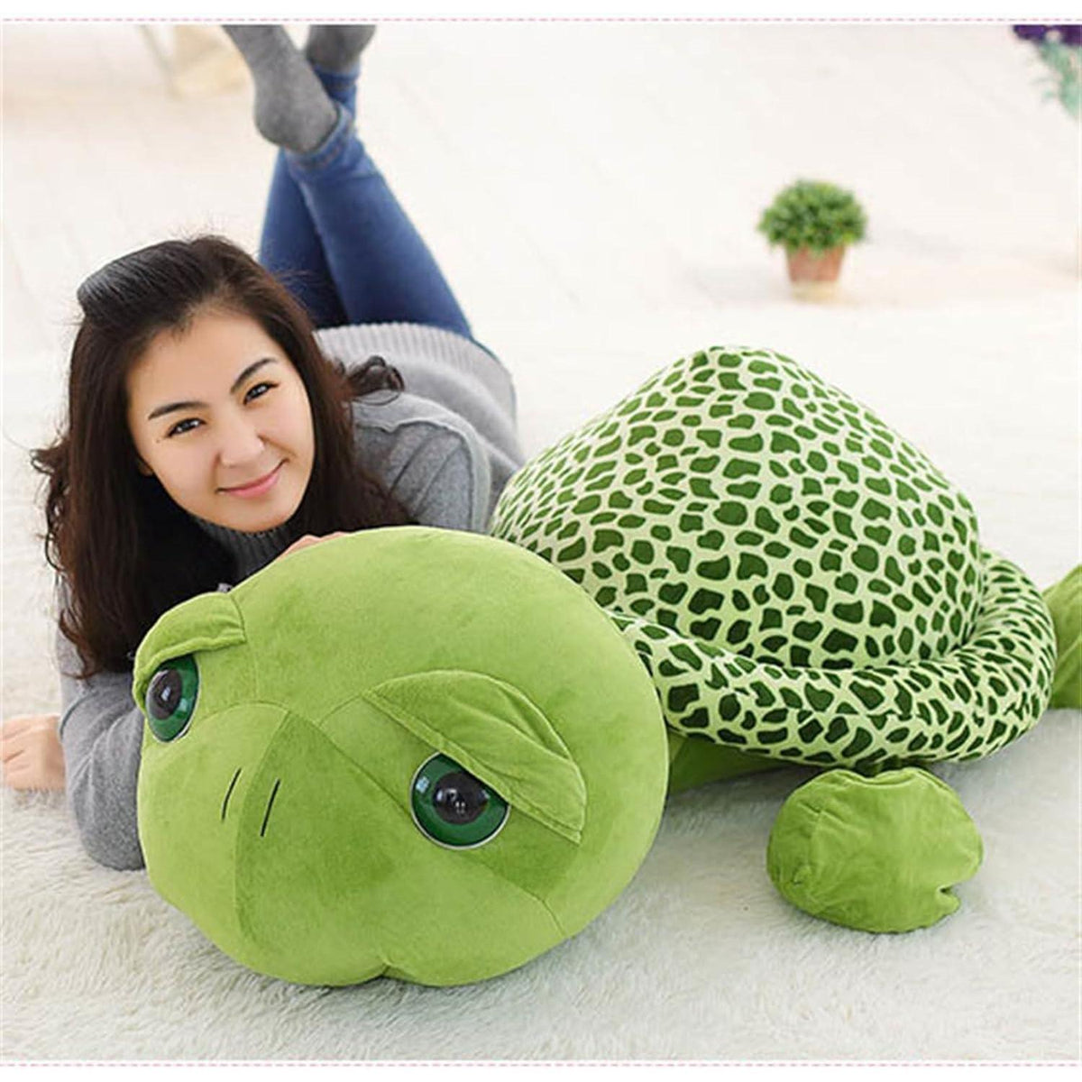 Große grüne Schildkröte Plüschtier - 60cm, Kuscheltier Geschenk