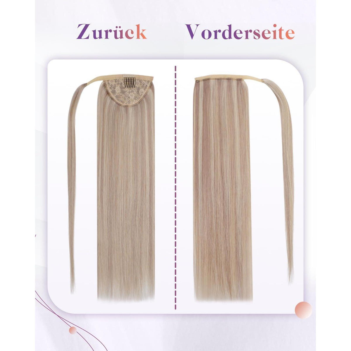 Echthaar Zopf Extension Blond Highlights 40cm