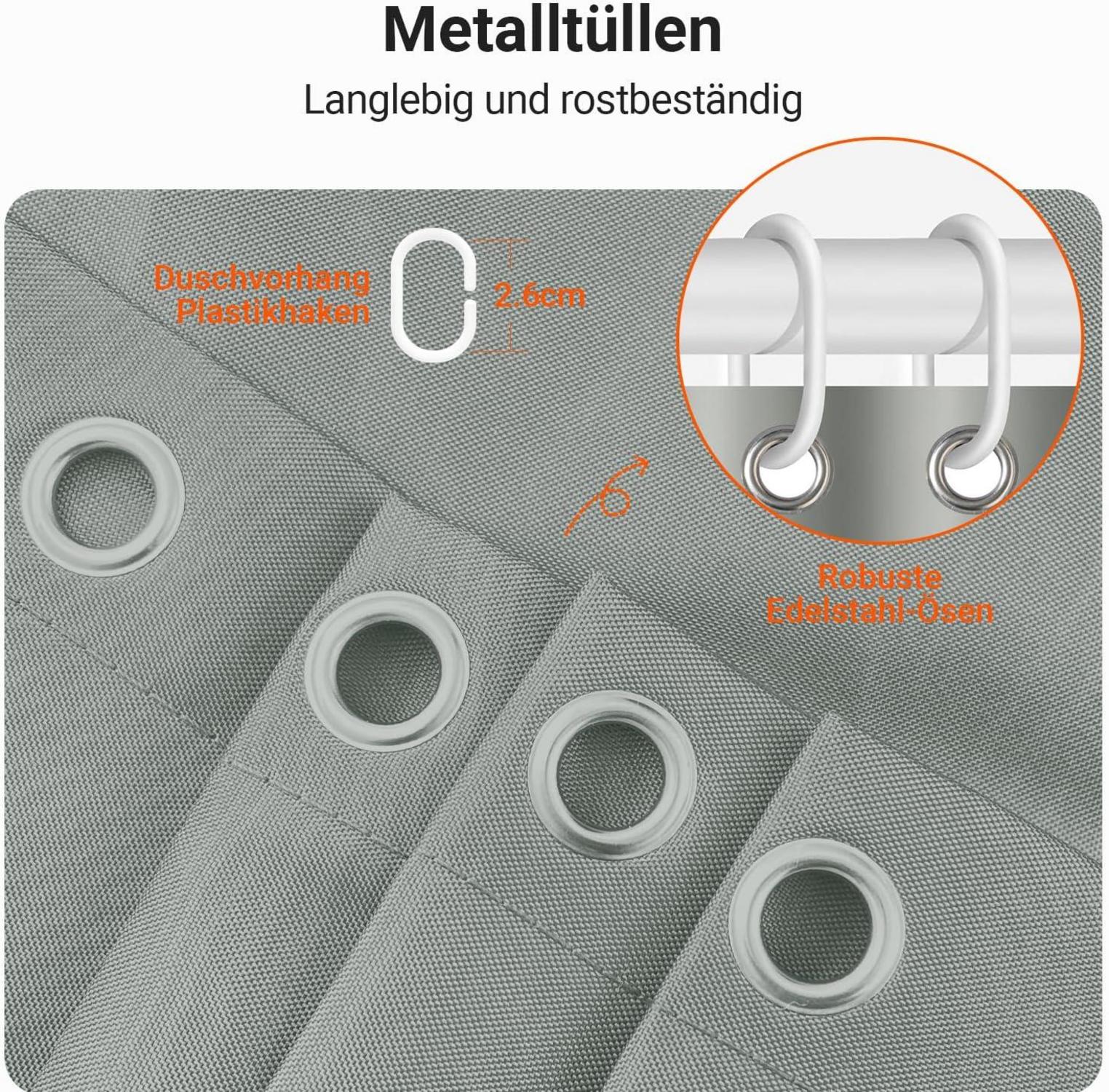 Duschvorhang Antischimmel Grau Polyester 120x200cm 1er Pack
