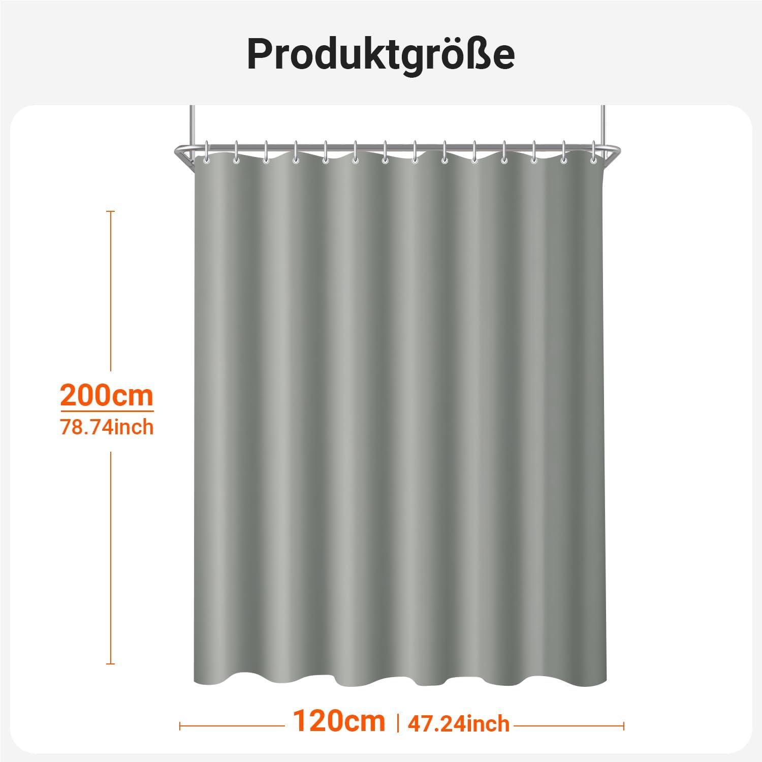Duschvorhang 120x200cm Grau, Antischimmel