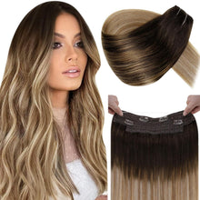 Echthaar Verlängerung Draht Ombre Braun 30cm