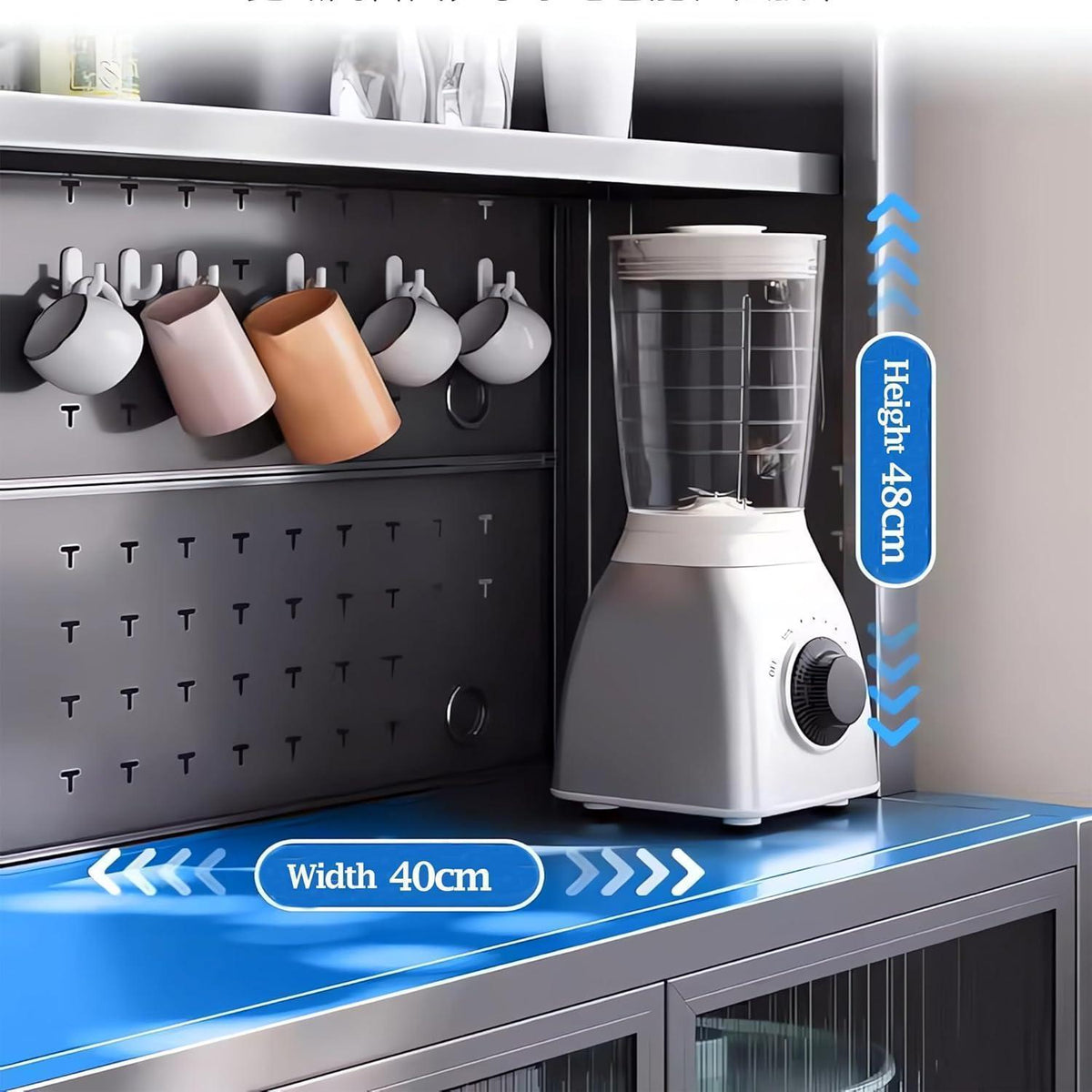 Küchenschrank mit Arbeitsplatte & Verstellablagen – Schwarz 86x36x160cm