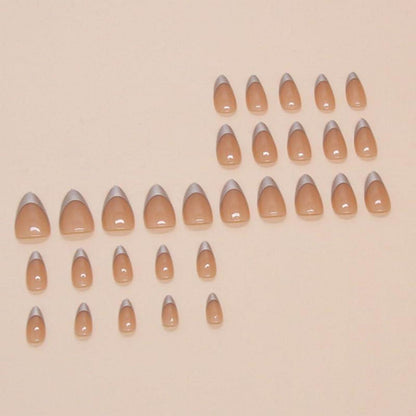24 Gold Nägel Press on Nails Muster Glossy Oval Fake Nails