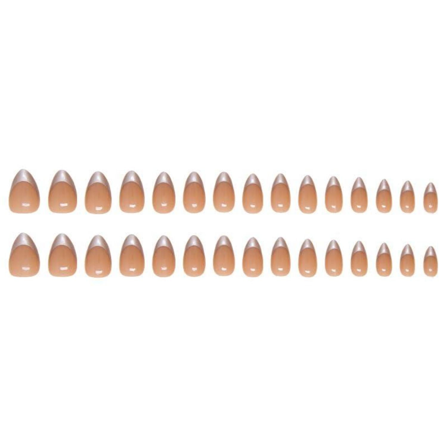 24 Gold Nägel Zum Aufkleben Kurz Nude Mandel Kunstnägel Oval French Fake Nails