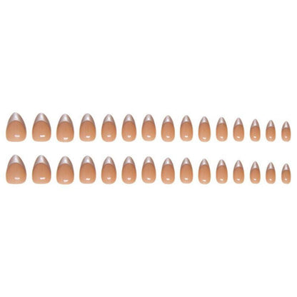 24 Gold Nägel Zum Aufkleben Kurz Nude Mandel Kunstnägel Oval French Fake Nails