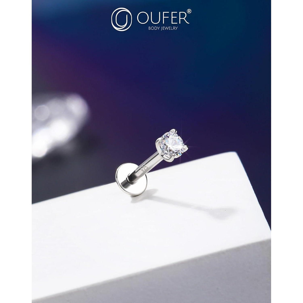 Helix Piercing 925 Silber 8mm Innengewinde Knorpel Ohrring mit Zirkonia