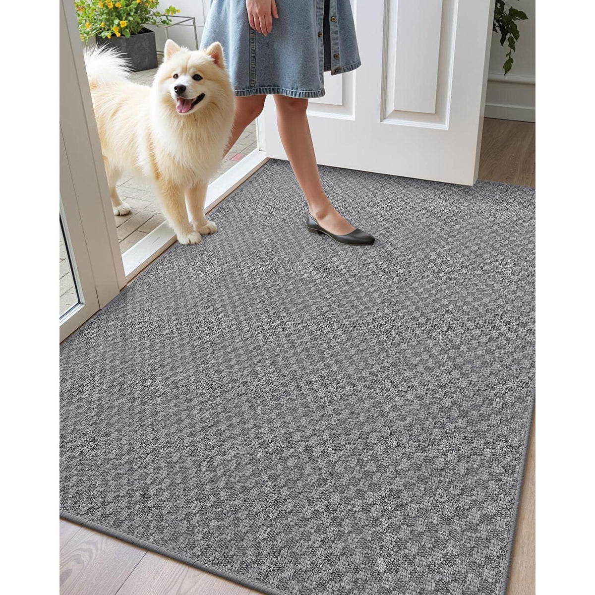 Graue Gitter Fußmatte Innen 80x120cm - Schmutzfangmatte