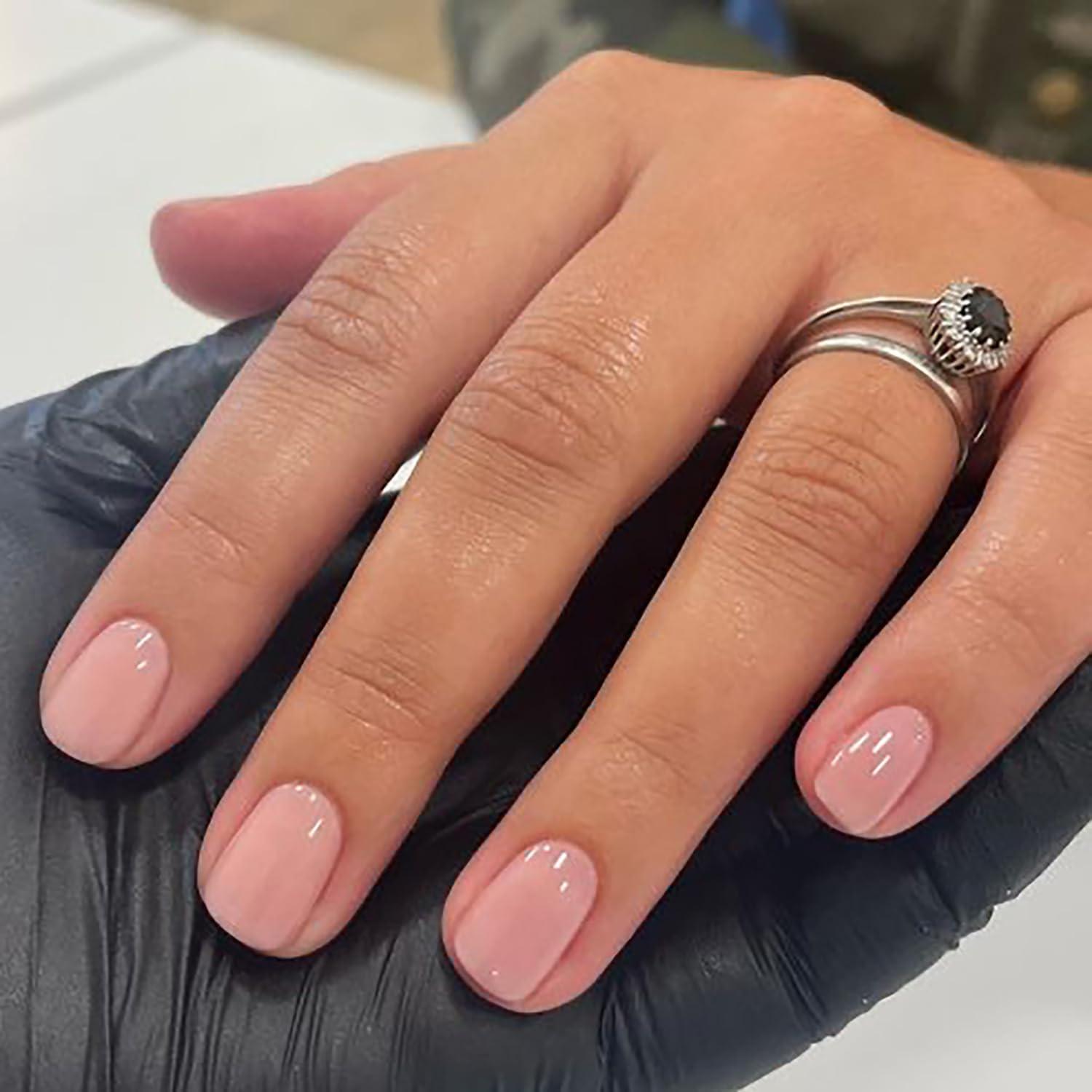 24 Stück Pink Nägel Zum Aufkleben Kurz Eckig Press on Nails Glossy