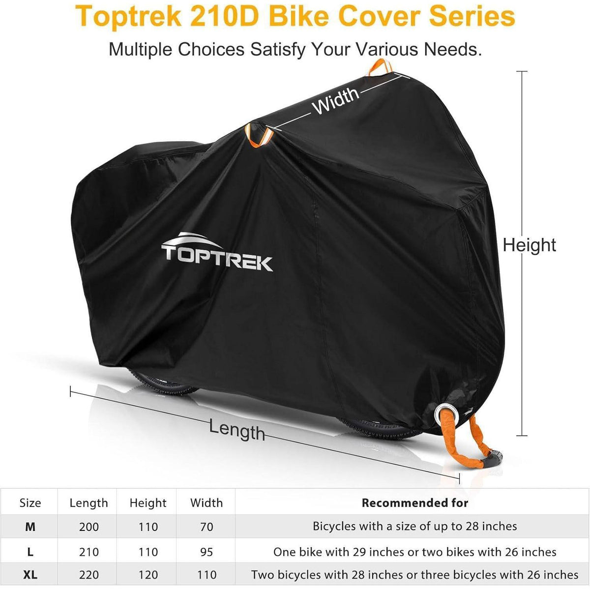 Fahrradabdeckung 210D Oxford für 3 Fahrräder, wasserdicht & UV-beständig