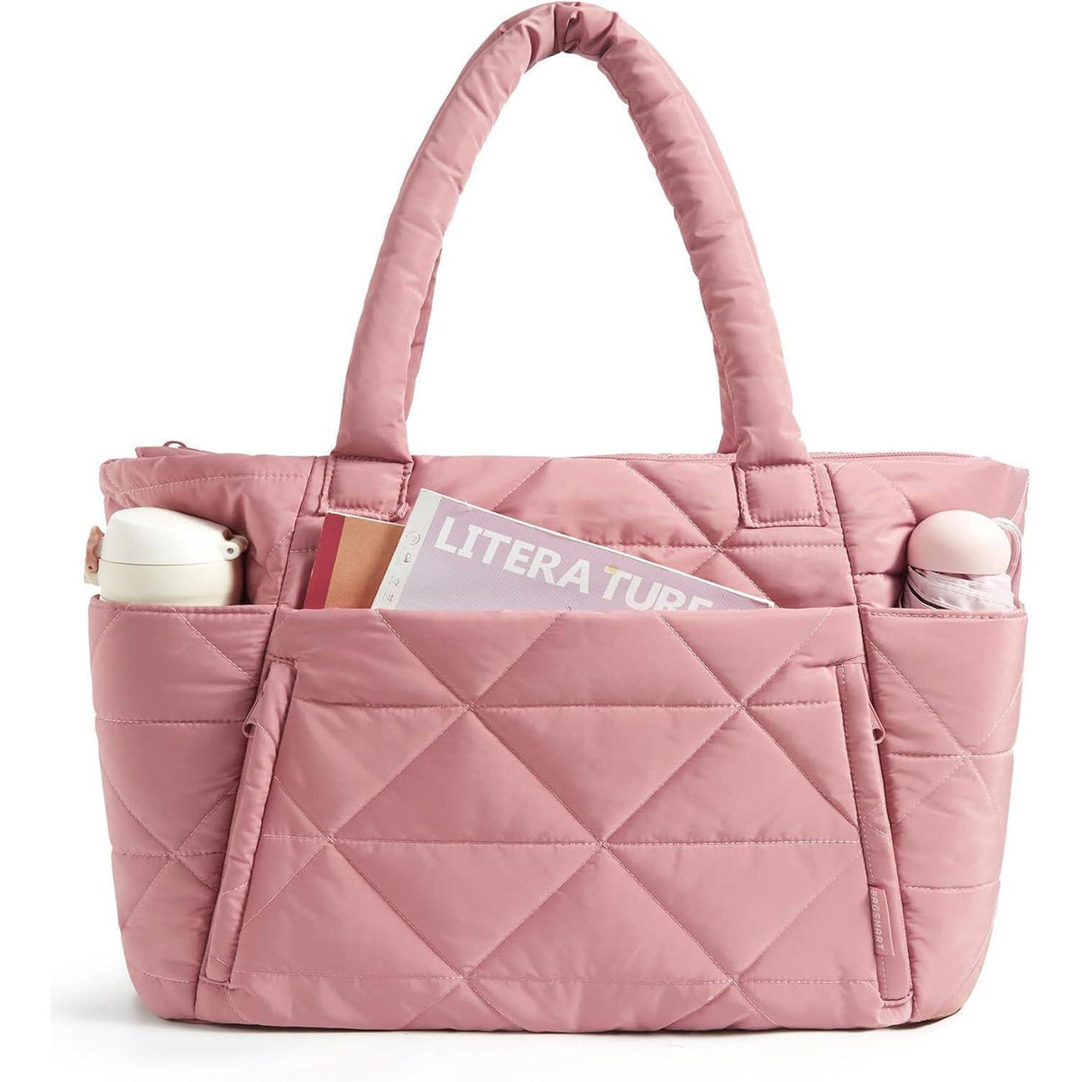 Gesteppte Laptoptasche Damen Shopper Groß Dunkelrosa
